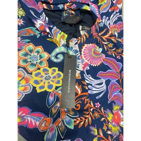 NEW $108 BCBGMAXAZRIA Womens Small One Piece Swimsuit Midnight Floral Lace Up - Picture 9 of 13